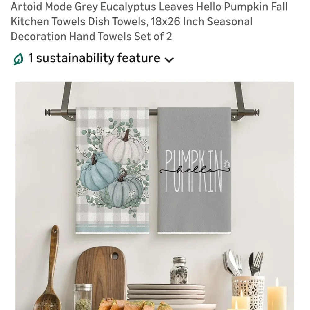 Gray and Blue Pumpkin Hand Towels Set